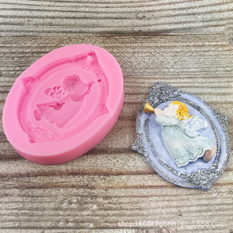Silicone Mold for Blowing Horn Angel Car Aromatherapy Hanging Ornament Gift Gypsum Decoration Mold