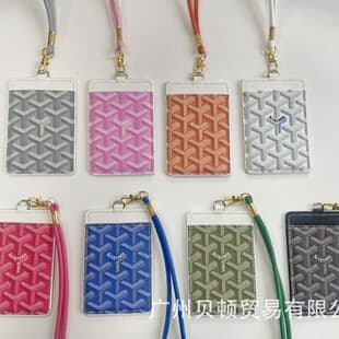 Brand Card Holder Insert Card Work Badge Card Case Lanyard Dog Tooth ID Case Student ID Wallet Leather Case Unisex