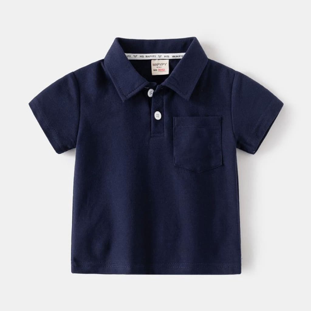 Boys and girls new summer cotton lapel pocket POLO shirt solid color children's short-sleeved medium and large children's top polo shirt