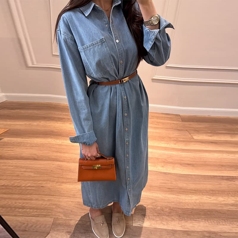 2025 new autumn European and American Amazon cross-border foreign trade women's POLO collar long-sleeved single-breasted waist long skirt