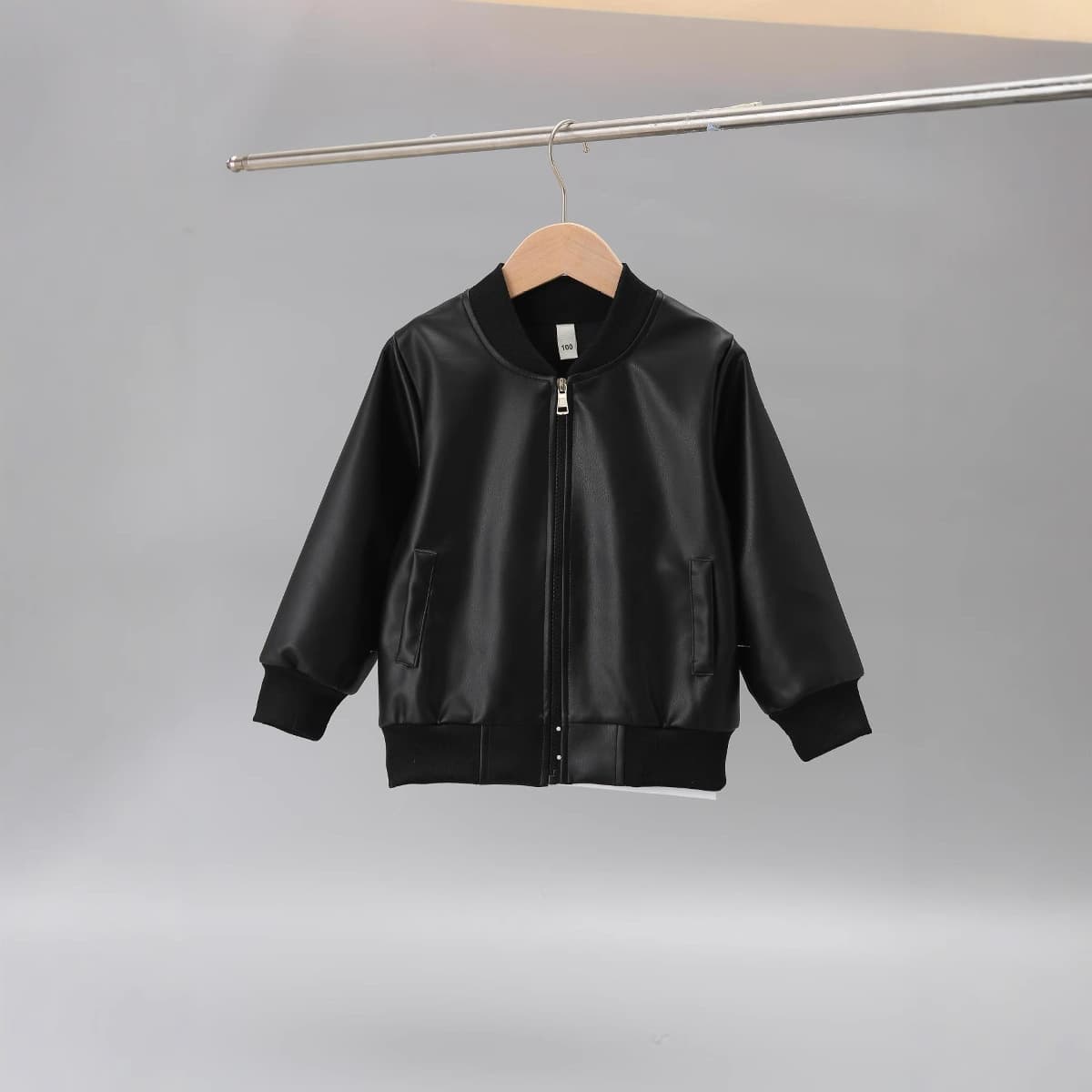 Factory Direct Supply Cross-border Boys' Wear Spring/Autumn New Arrival Ready Stock Leather Jacket Small Stand Collar Leather Coat Fashion Windproof Outerwear
