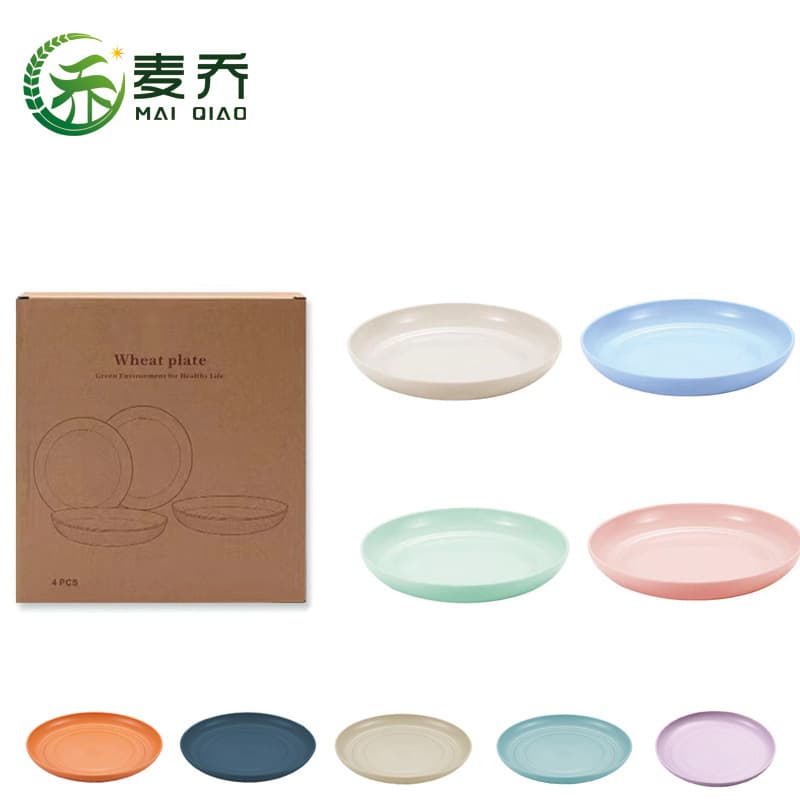 Amazon Wheat Straw Household Plastic Large Plate - Shatterproof, Minimalist Japanese Style, Microwave-Safe 5/6/7/8 Inch Round Plate (In Stock)
