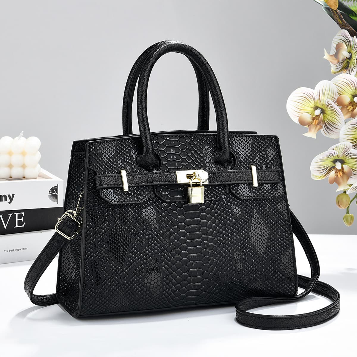Cross-border versatile bag, Taizhou bag, fashionable large-capacity handbag, women's shoulder bag, bright leather stone pattern handbag