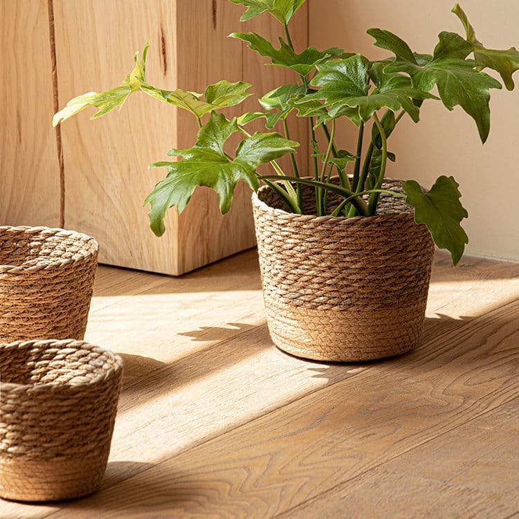 Custom Woven Rattan Flower Pot, Grass-Woven Plant Basket Cover, Home Decorative Monstera Flower Pot Woven Basket
