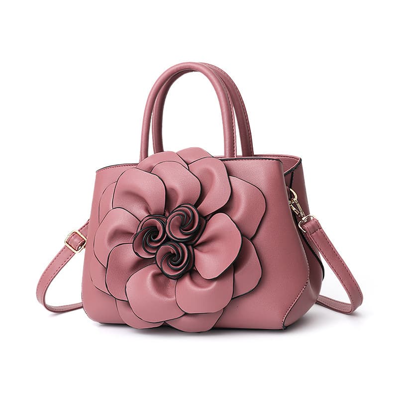 2026 Spring New Solid Color College Style Women's Bag Pu Leather Flower Handbag Shoulder Bag Cute Bag Wholesale