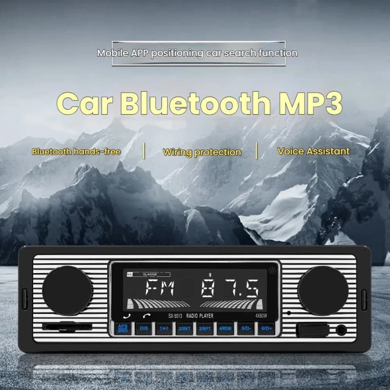 5513 Bluetooth Car MP3 Player with USB Card Playback, Car Center Console FM Radio