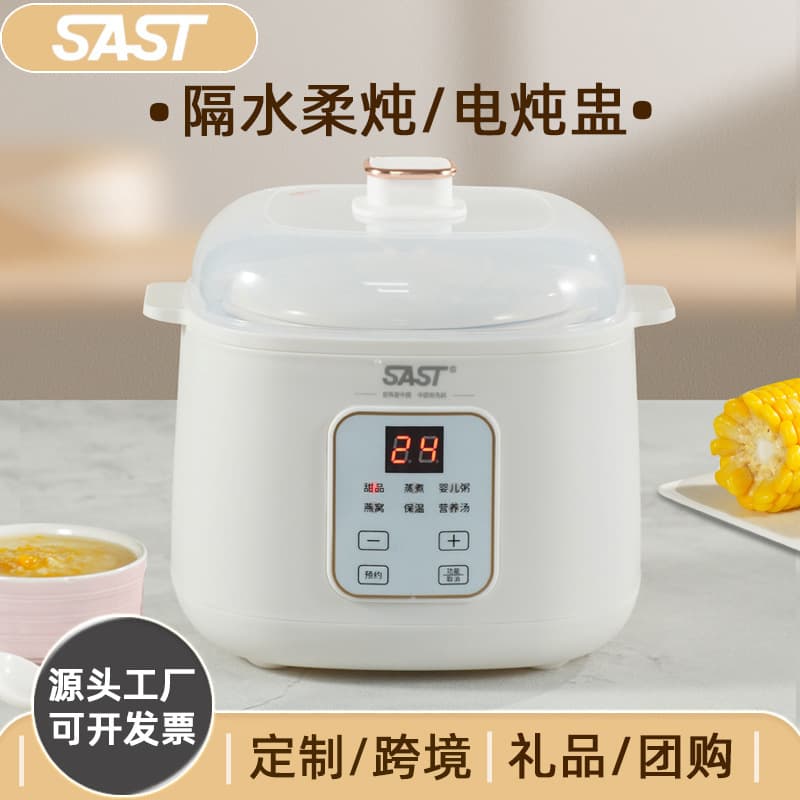 SAST Electric Stew Pot, Bird's Nest Stew Pot, Water-Bath Stew, Household Soup Pot, Electric Stew Pot, Small Stew Pot for 1-2 People, Baby Food
