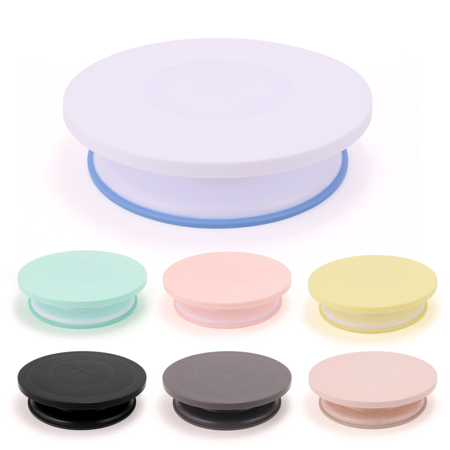 White anti-slip cake decorating turntable, factory plastic rotating platform for baking tools