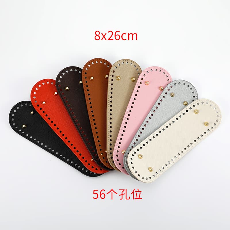Factory Hardware Wholesale DIY Handwoven Bag 26*8cm Accessories PU Cross Grain Long Bag Bottom Embossed Leather