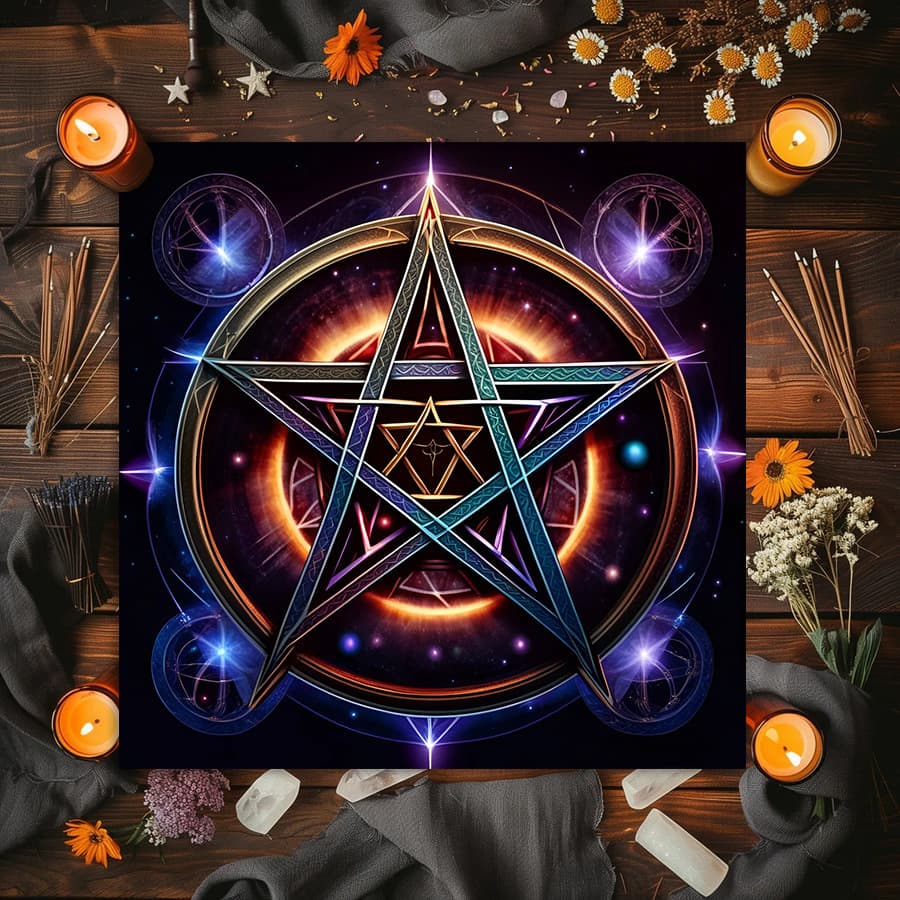 Cross-Border Hot Selling Vintage Flower Sun Moon Altar Cloth Five-Pointed Star Tarot Card Black Oracle Mat Tarot Tablecloth Pad