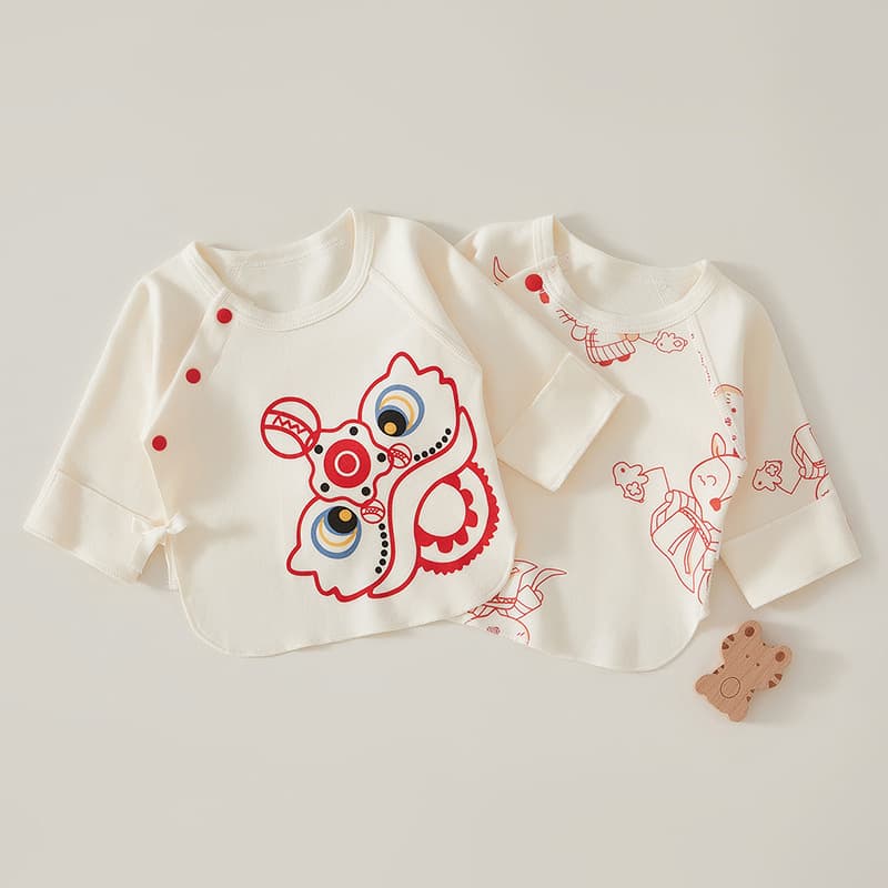 Newborn Half-Back Bodysuit 0-3 Months Baby Top Spring/Autumn Infant Baby Clothes Baby Monk Robe A-Class Pure Cotton