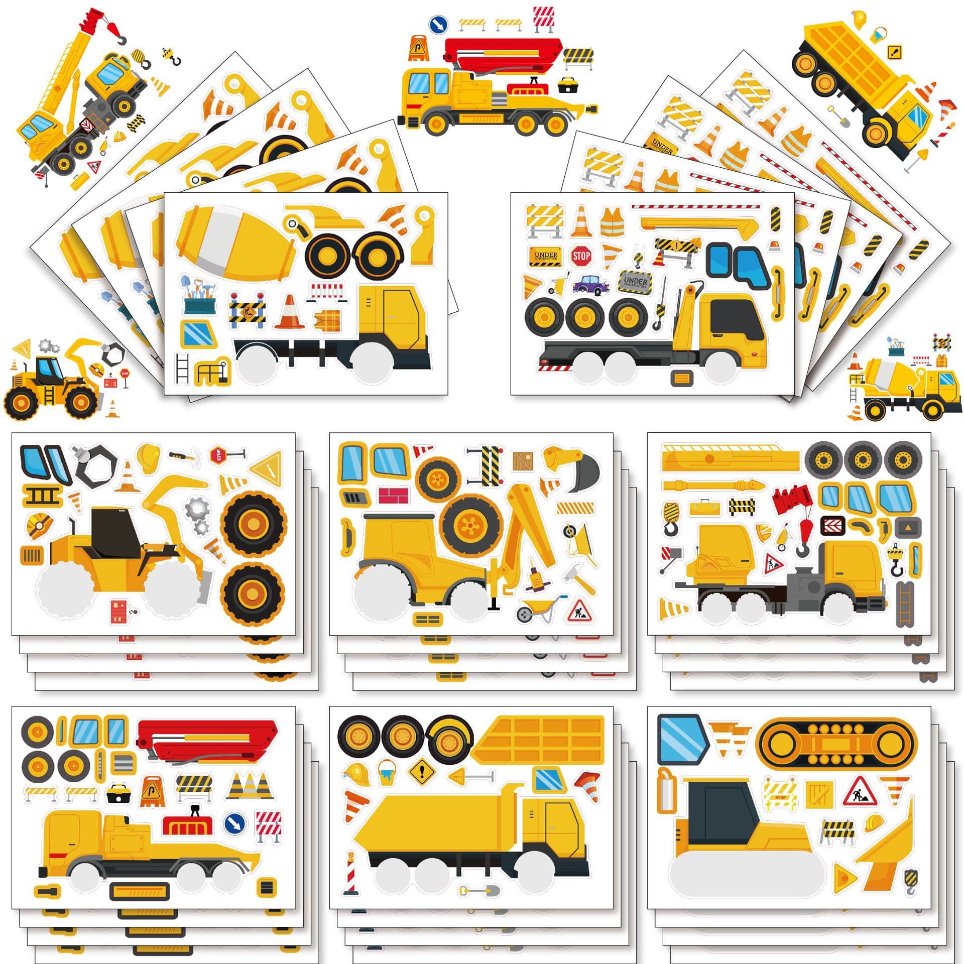 CM2410008 Kids Construction Vehicle Transport Car Motorcycle Police Car Train Parent-Child Interactive Stickers