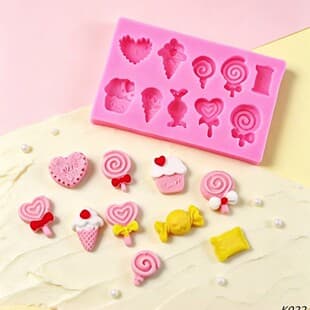 10-Cavity DIY Lollipop Silicone Mold Resin Cream Phone Sticker Accessories Ornament Decoration Mold