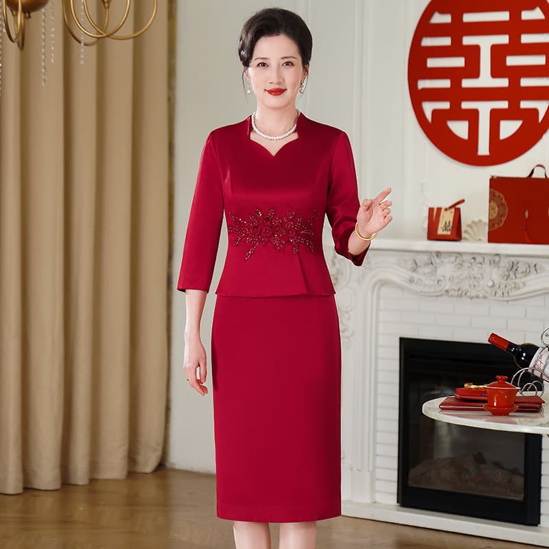 New Wedding Dress New Chinese-Style Mother-in-Law Banquet Outfit Middle-Aged and Elderly Women Mother's Summer Wear Young National Style Dress