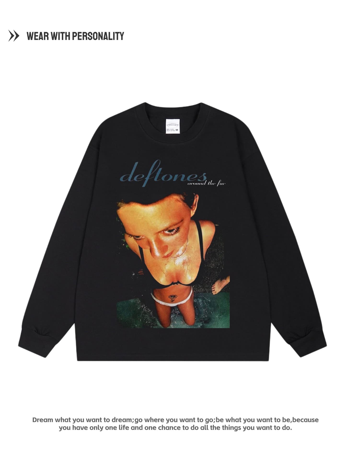 Metal Rock Deftones Washed Distressed American Vintage Oversize Loose Fit Pure Cotton Short Sleeve T-Shirt for Men and Women