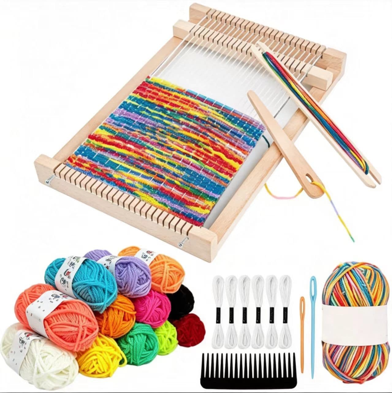 Wooden Weaving Loom Yarn Knitting Material Toy Kindergarten DIY Teaching Aid Children's Handmade Gift Weaving Tool