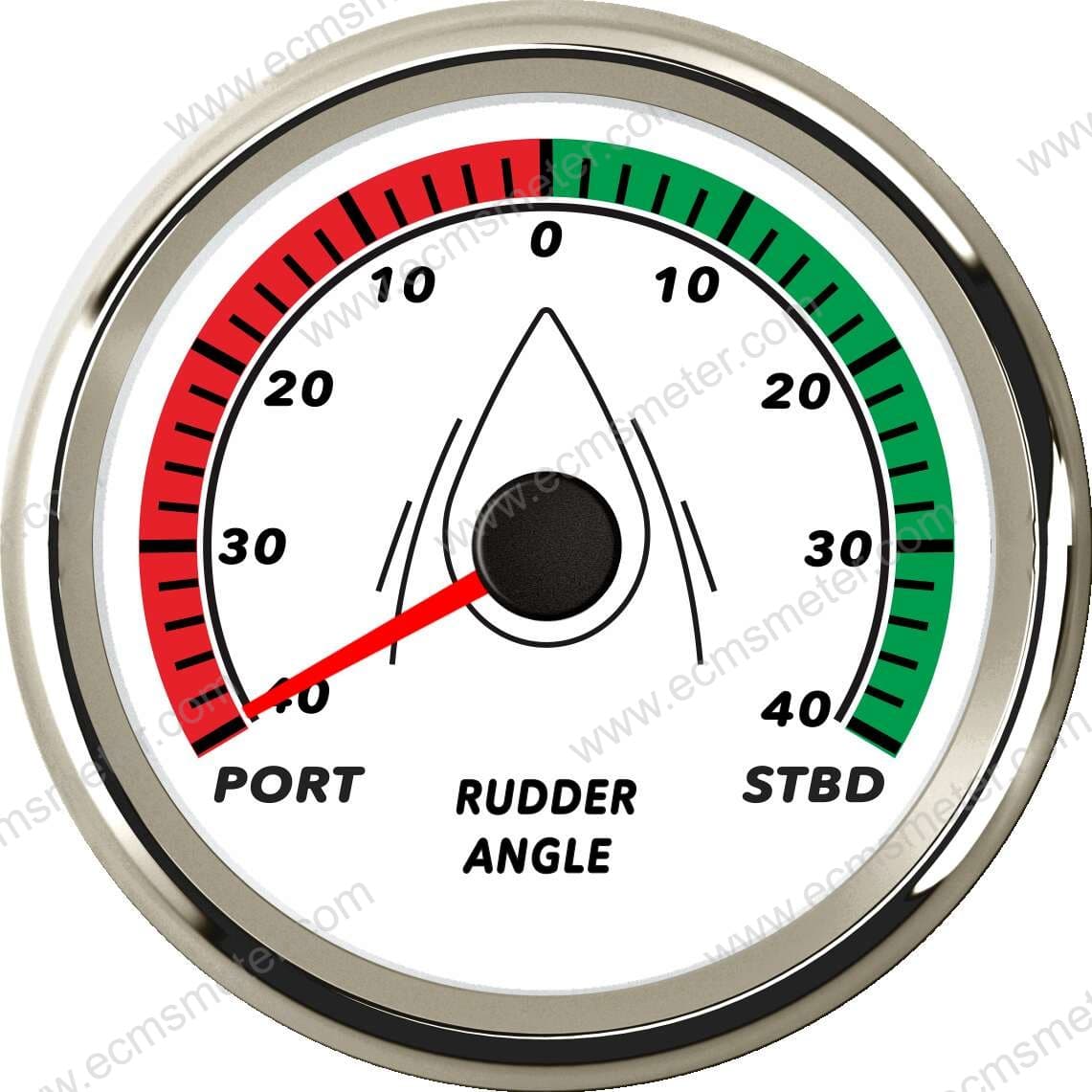 ECPC 85mm diameter multi-color backlit rudder angle indicator displaying yacht rudder position