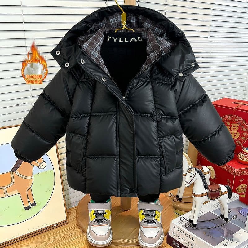 Boys' fleece cotton coat, children's coat, winter coat, 2026 new handsome windproof and waterproof boy's winter thickened cotton coat