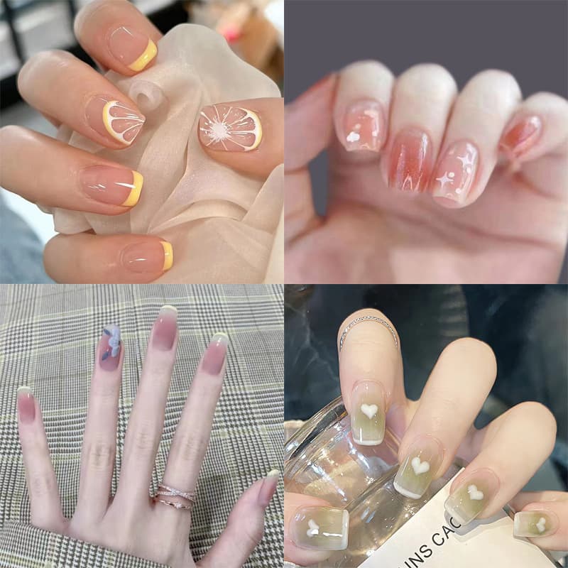 Women's Sweet Fairy Nail Patches Cute Girl Pure Desire Blush Nail Ice-Transparent New Style False Nails