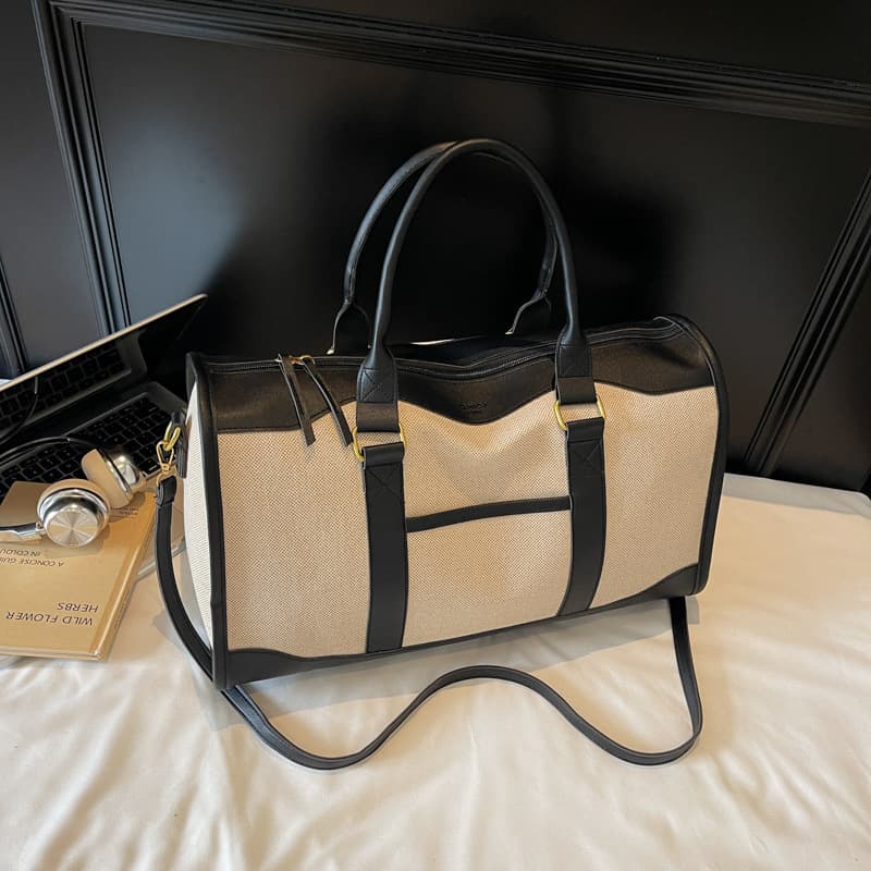 Vintage Crossbody Travel Bag for Women, Large Capacity Colorblock Overnight Bag for Sports, Fitness, Business Trips