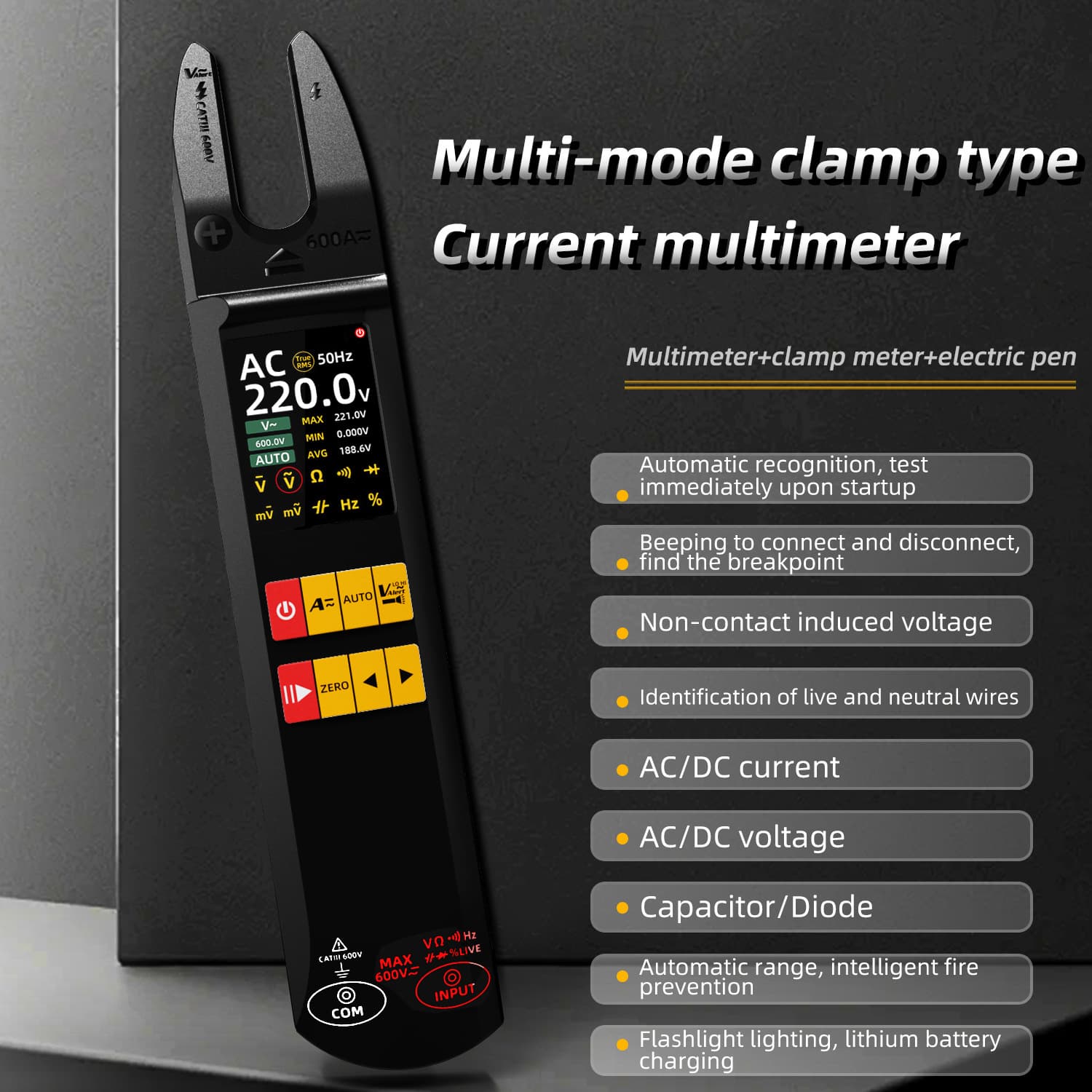 Source Factory High Precision Clamp Meter U5 AC/DC Current Meter U-Shape Multimeter 600A Smart Clamp Meter