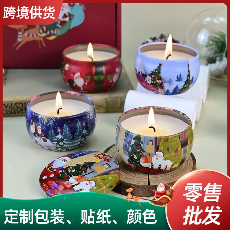 Soy Wax Ins Christmas Scented Candles 4-Piece Gift Box Set Indoor Smokeless Niche Premium Souvenir Scented Candles