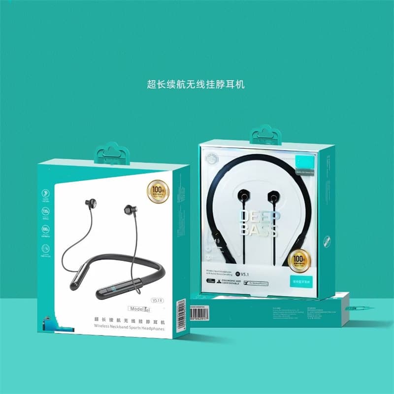 Sports Bluetooth 5.0 Wireless Metal Bluetooth Earphones Silicone Neckband Magnetic Earbuds