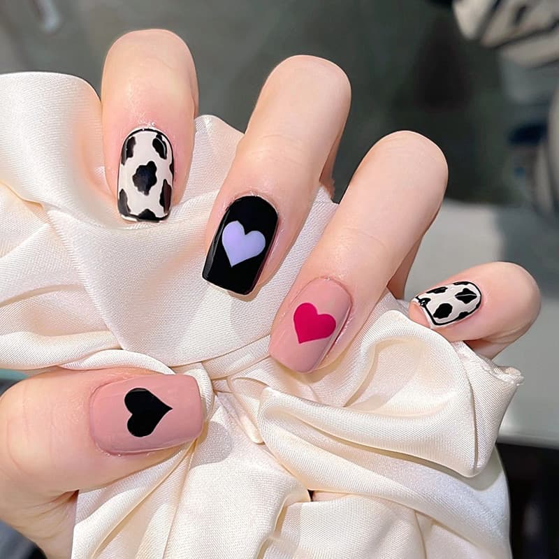 Kids Wearable Nails New Year 2024 Spring Summer High-End Short Square Cat Eye Finished Medium Long Length Whitening 24 Pieces