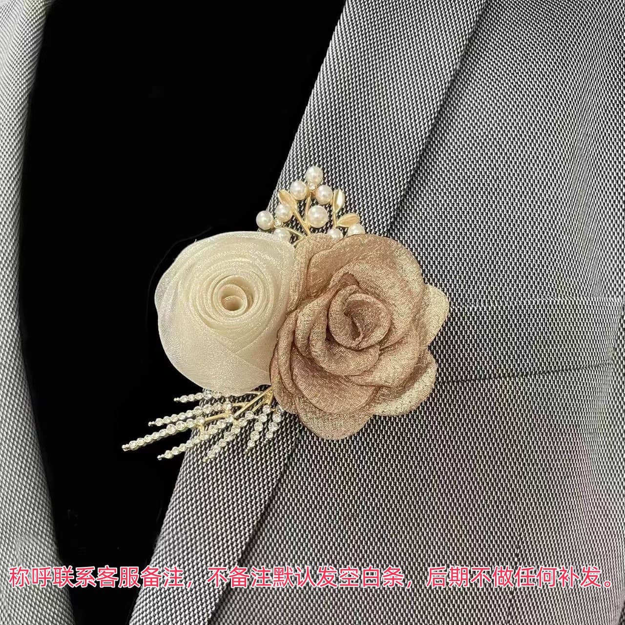Wholesale Wedding Boutonnieres with Free Name Ribbons, Groom and Bride Corsages for Wedding and Grand Opening Events