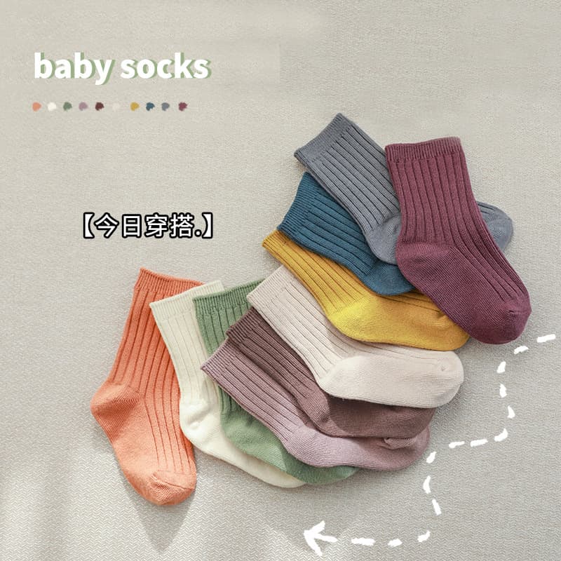 Spring and autumn new combed cotton children's socks boys and girls cotton socks double-needle mid-tube socks baby newborn socks