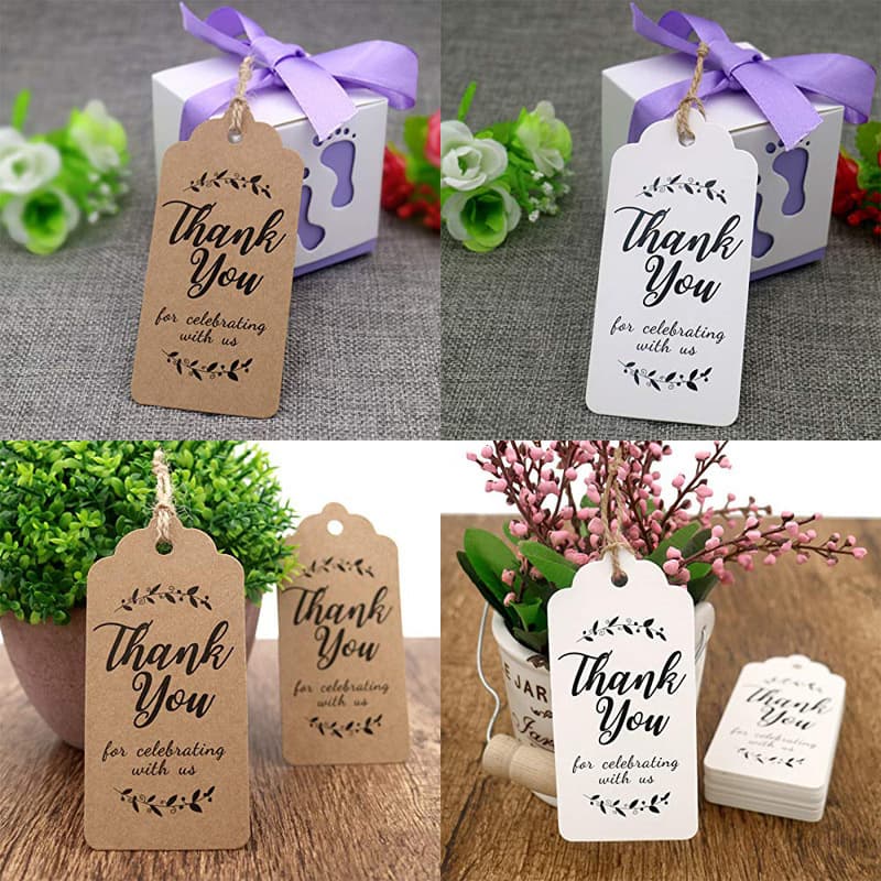 Manufacturer wholesale kraft paper thank you tag gift card packaging box hanging tag label thankyou card tag