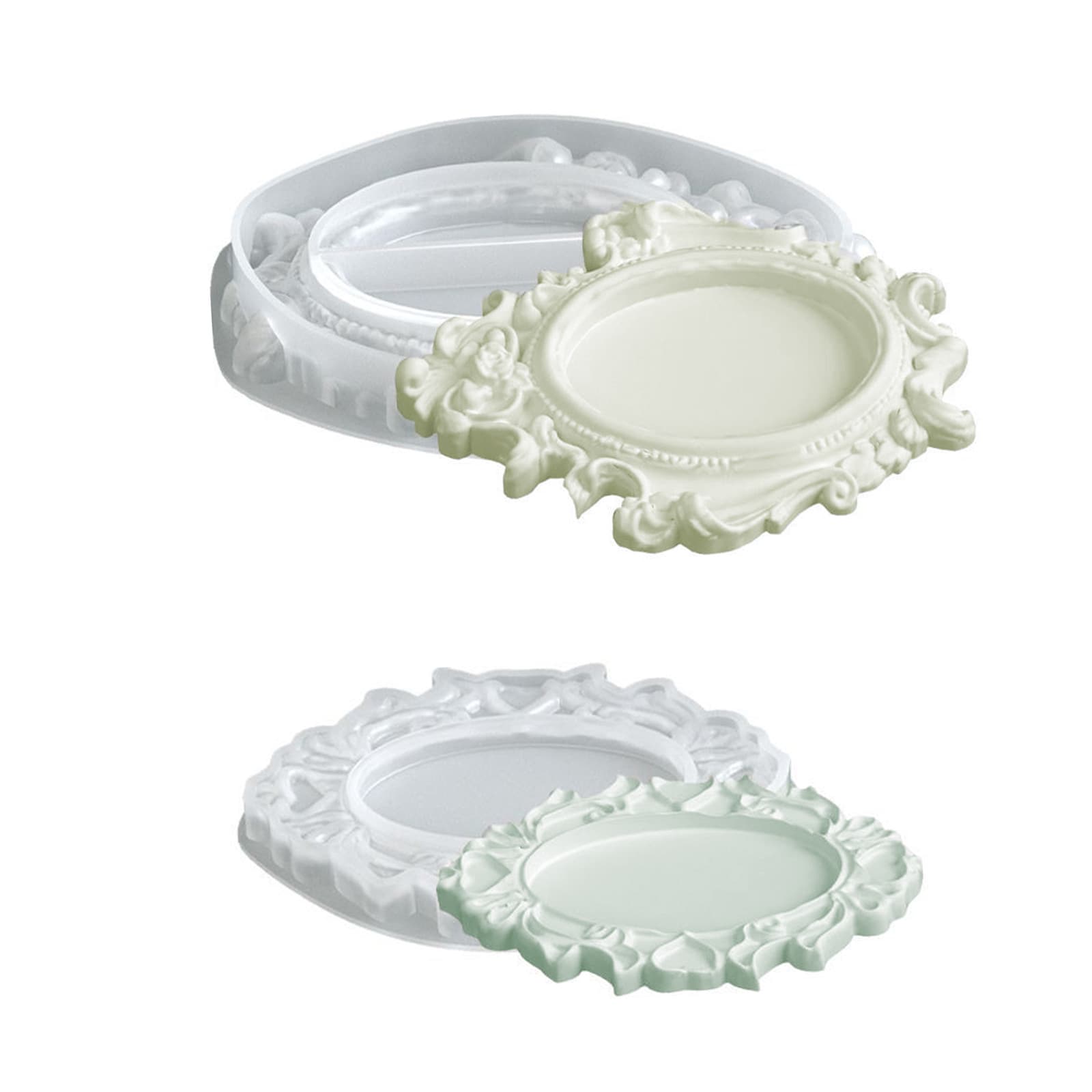 European Vintage Plaster Storage Tray DIY Victorian Palace Style Relief Pattern Resin Tray Silicone Mold