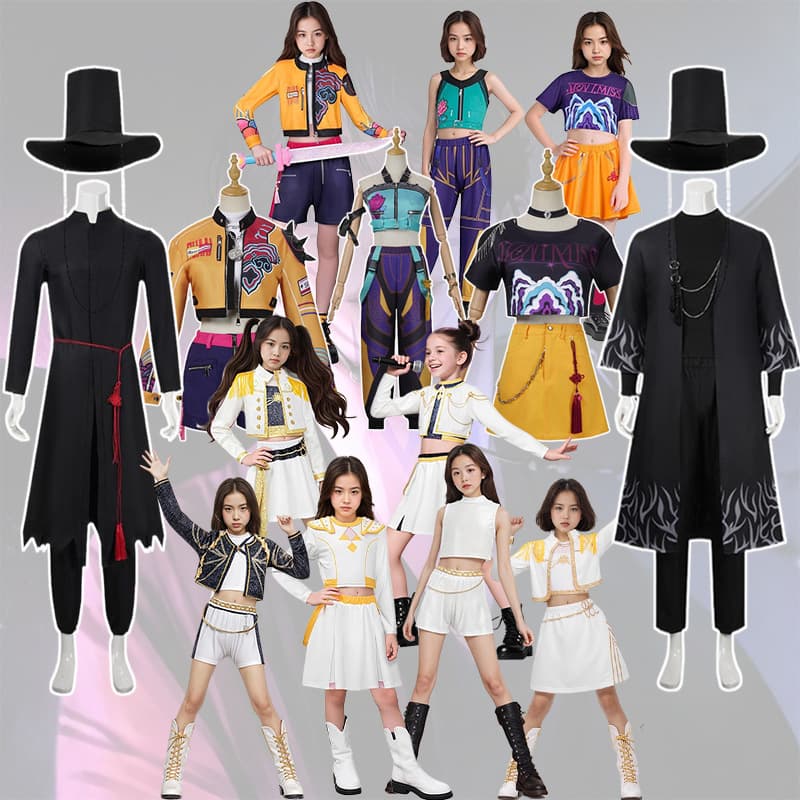 New Girl's Hunter of Demons Stage Costume Halloween Outfit Popular Singer Costume Halloween Party Props Children's Cosplay Cloth