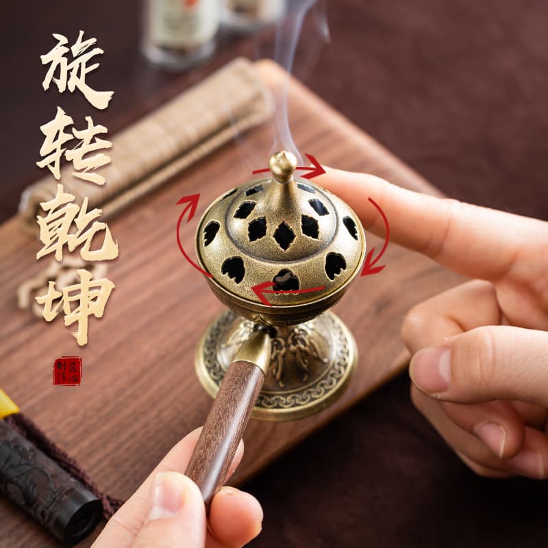 Cross-border Hot Selling Creative Rotating Handheld Burner, Vintage Aromatherapy Burner, Auspicious Cloud Incense Burner Plate, Incense Burner, Incense Ritual Decoration Wholesale