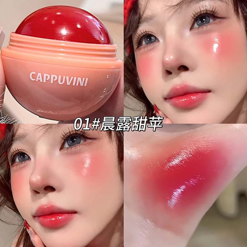 Cappuvini Vitality Juice Blush Ball, Natural Rosy Glow, 3D Brightening, High Pigmentation, Seamless Makeup