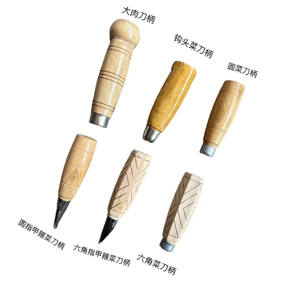 Hand-forged kitchen knife handle, hexagonal grip, nail clip, vintage-style cleaver, universal knife handle, solid wood accessories wholesale.