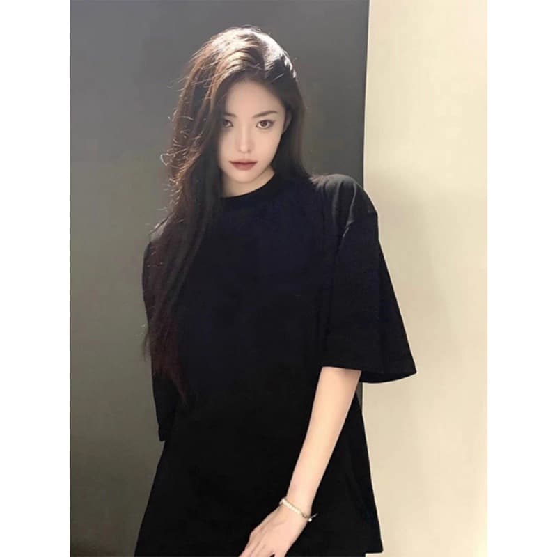 Summer American Heavyweight Solid Color Men's Women's T-shirt Short Sleeve Trendy Wholesale Short Sleeve Five Sleeve Women's T-shirt