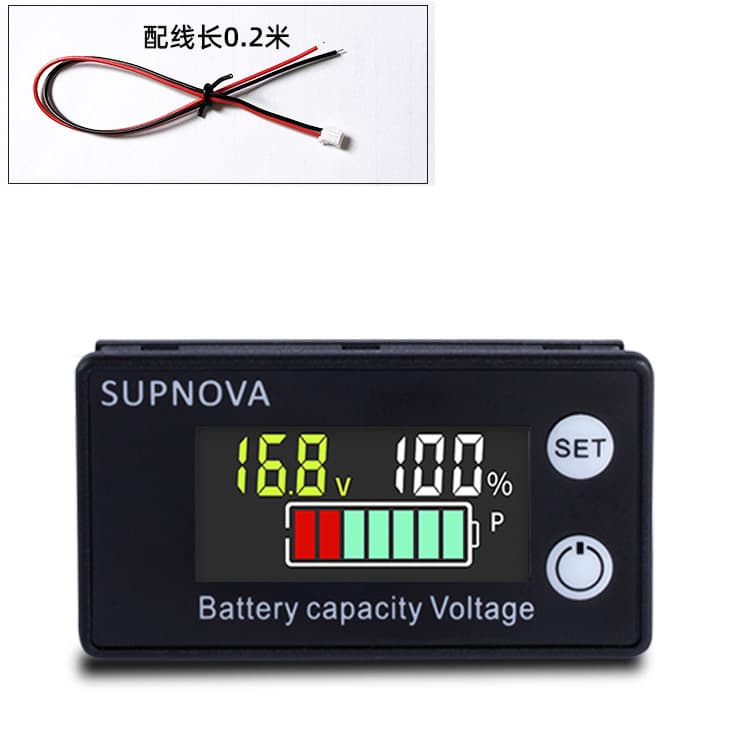 LCD DC Battery Capacity Meter for Electric Vehicles, Lead-Acid and Lithium Batteries 8-100V