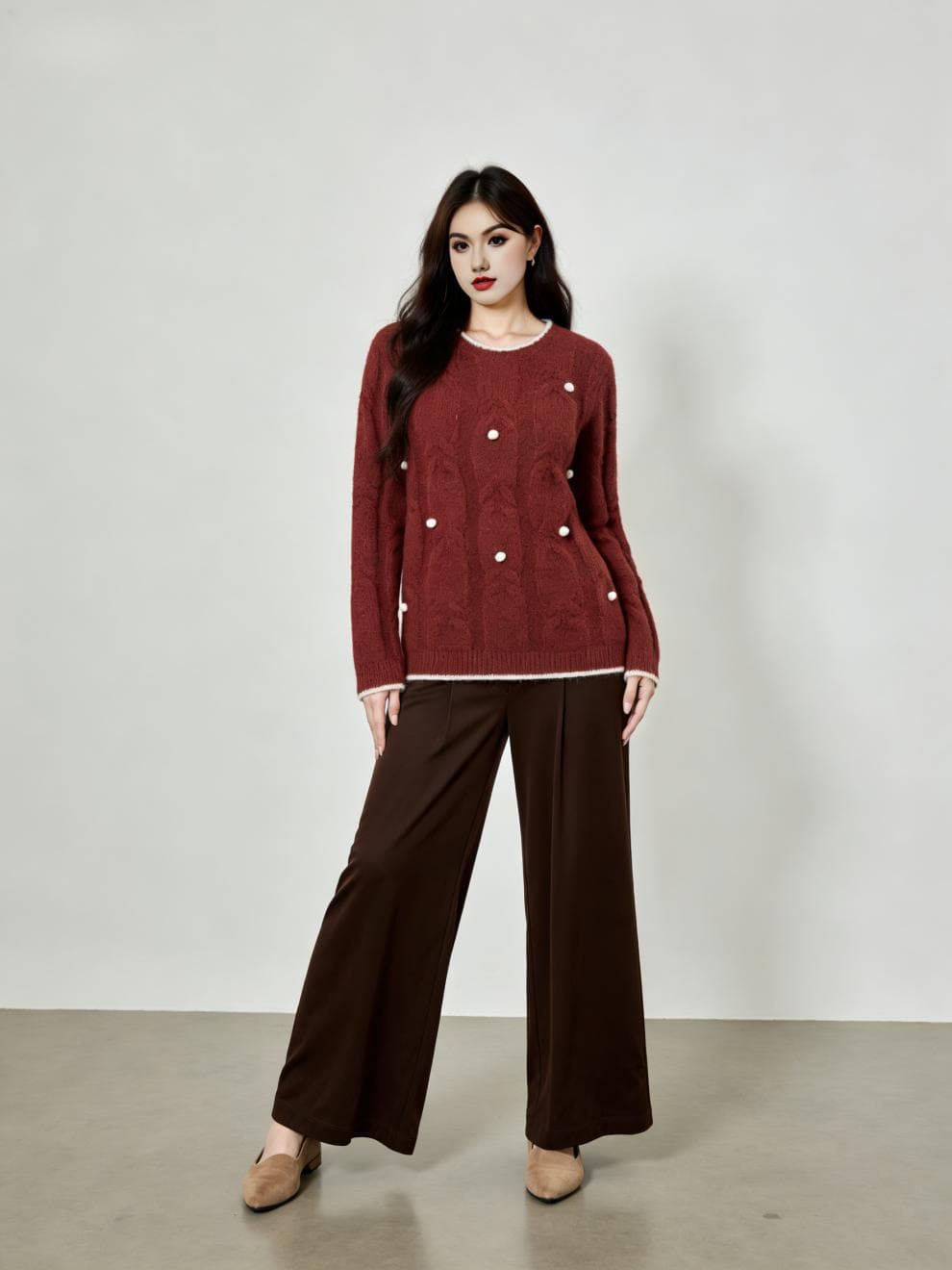 Plus Size Women's Loose Soft Cozy Sweater 2025 Winter Casual Knit Top for Curvy Women 23279