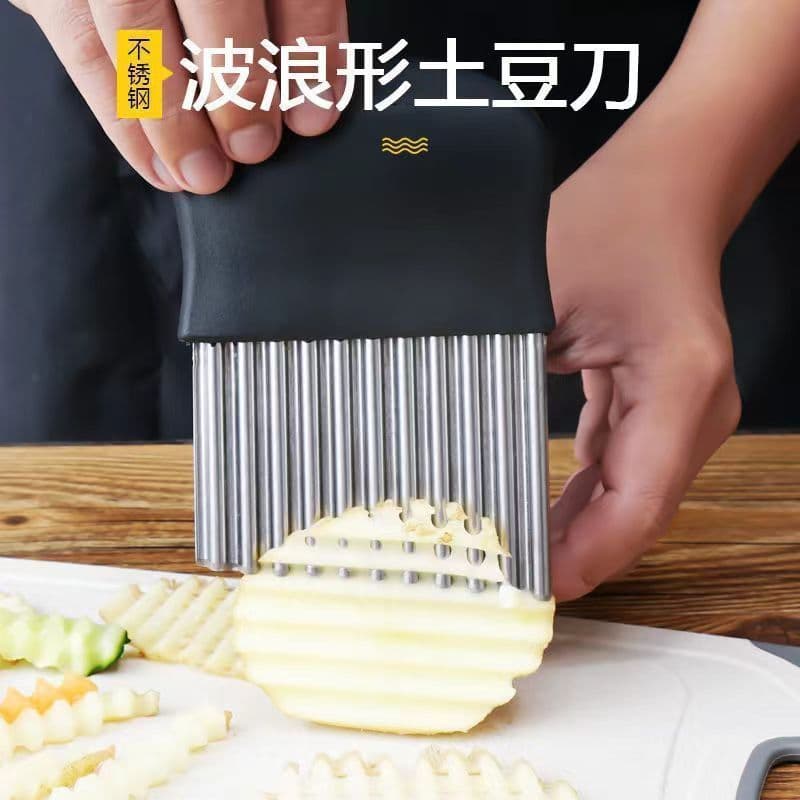 Potato Cutting Tool for Fries, Crinkle Cut Potatoes, Thin Slices, and Yam Chips with Wavy Blade