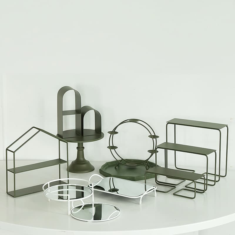 Dark Green Cake Stand Set Outdoor Picnic Dessert Rack Party Tea Tray Wedding Premium Light Luxury Cake Plate