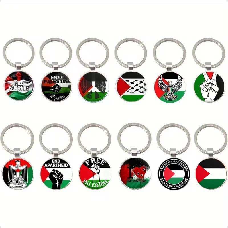 Cross-border Amazon Best-selling Palestine Flag Palestinian Flag Crystal Glass Keychain Small Pendant