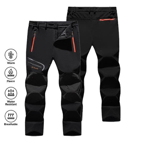 L 46977 Waterproof Softshell Ski Pants with Belt Fleece-Lined Outdoor Pants