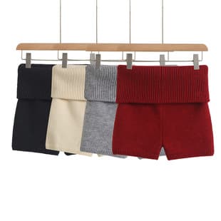 Spring Fall New 2024 Rolled Hem Hip-Hugging Knit Shorts, Hot Girl Style Outerwear Tight Red Knit Hot Pants