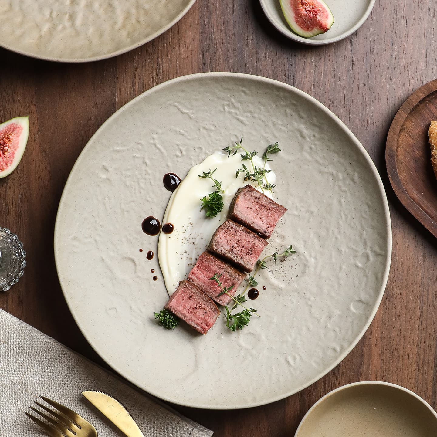 Unglazed Ceramic Round Dinner Plate, Flat Plate, Western Steak Plate, Specialty Restaurant Dish, Premium Home Plate