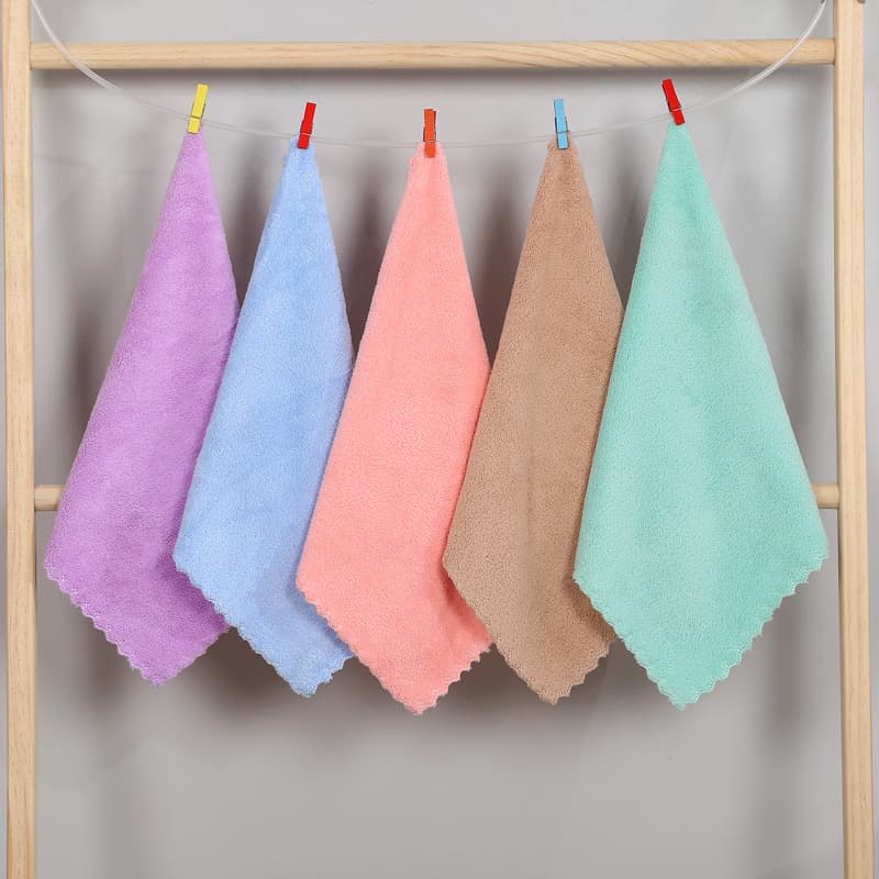 30*30 towel saliva coral velvet rag children's square towel absorbent LOGO welfare small towel toddler gift