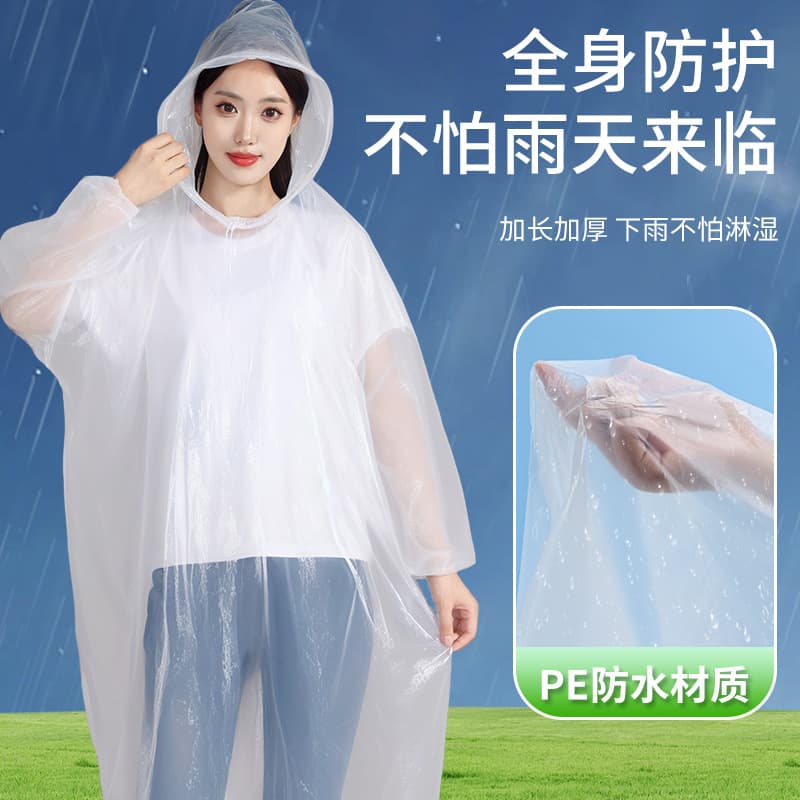 Long Full-Body Poncho for Heavy Rain, One-Time Use Style, Home Use Transparent Travel Rafting Thickened