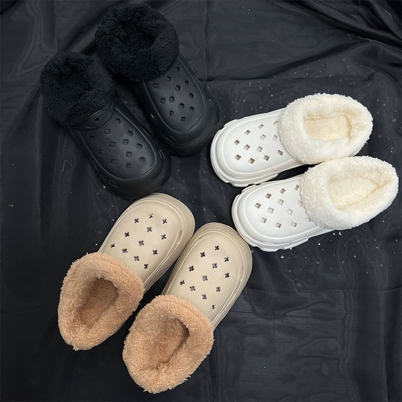Cross-border winter warm fleece-lined clog cotton inner liners, thick soft plush removable fluffy inner shoe covers
