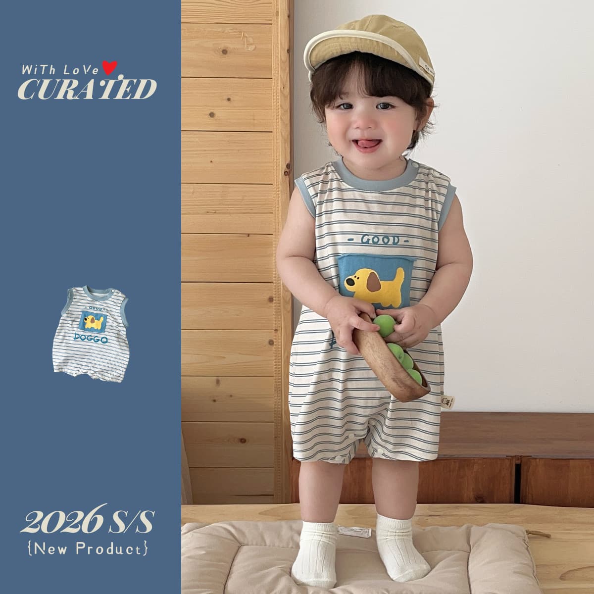 Full-moon baby clothes, summer onesies for boys, striped cartoon harem clothes for going out, newborn baby clothes