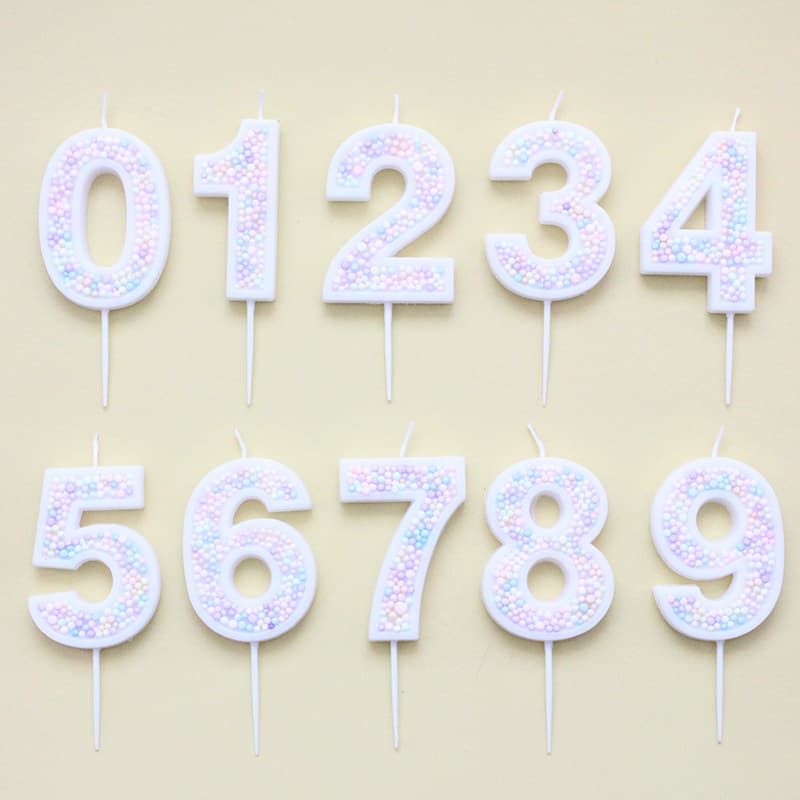 2026 New Cross-Border Creative Macaron Colorful Ball Numbers 0-9 Candles Birthday Party Scene Decoration